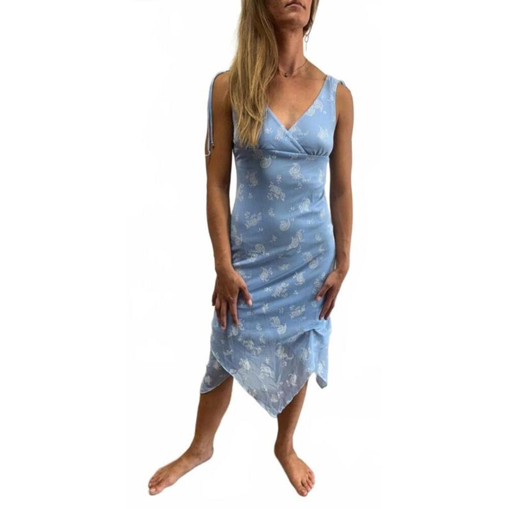 Y2K City Triangles Small Light Blue Asymmetrical Dress
